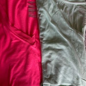 Gap L v neck short sleeve shirts pink and teal